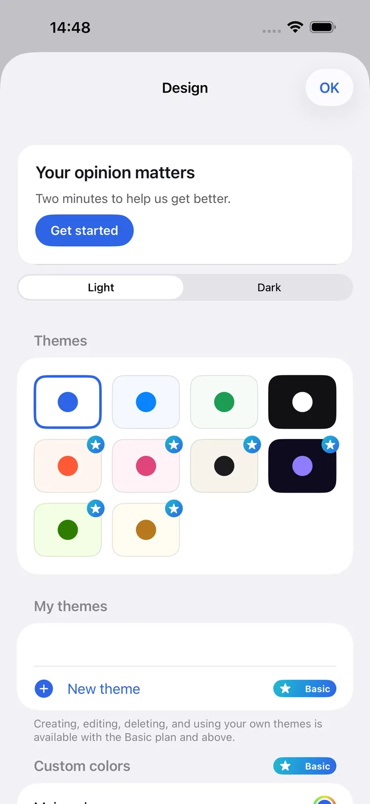 Choosing a color theme for a form in Kivoform