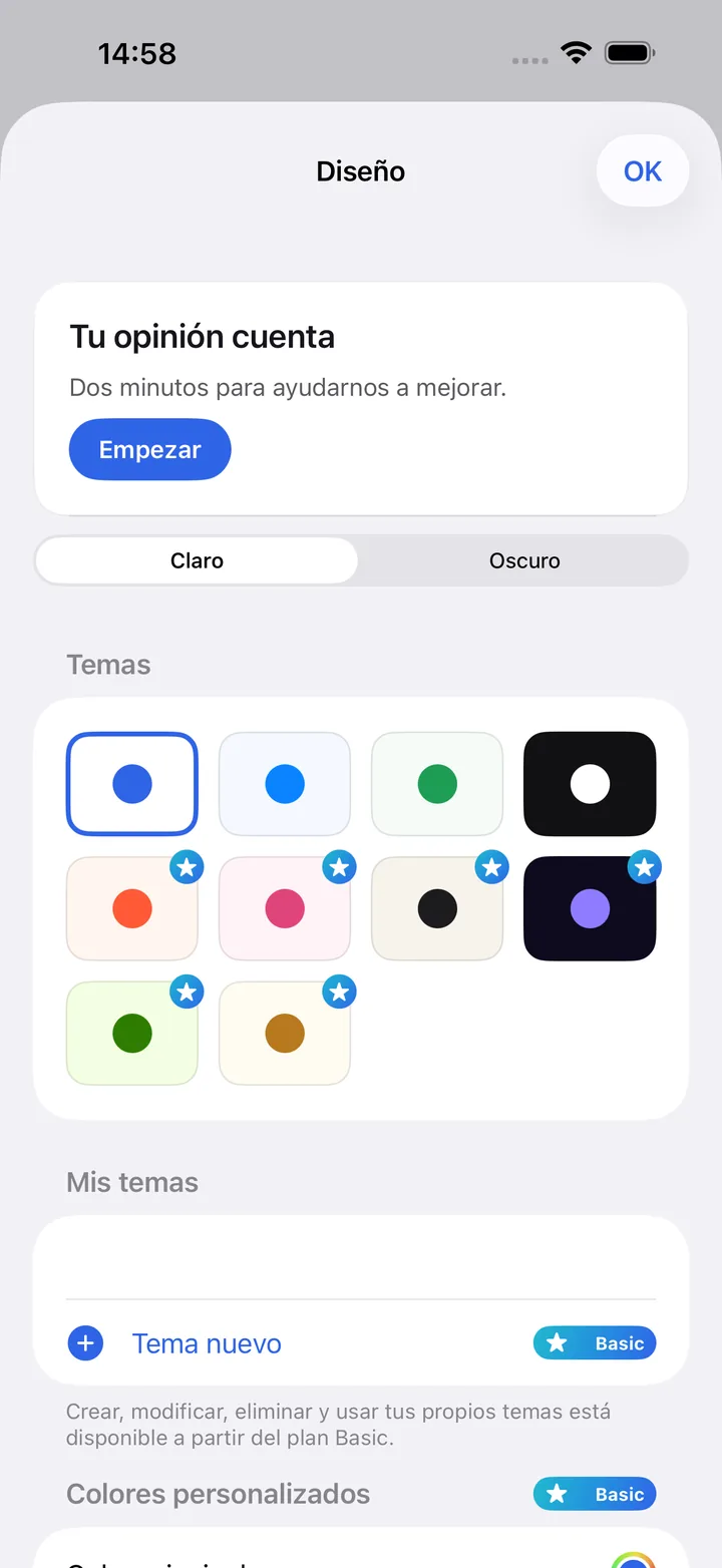 La elección de los temas de color de un formulario en Kivoform